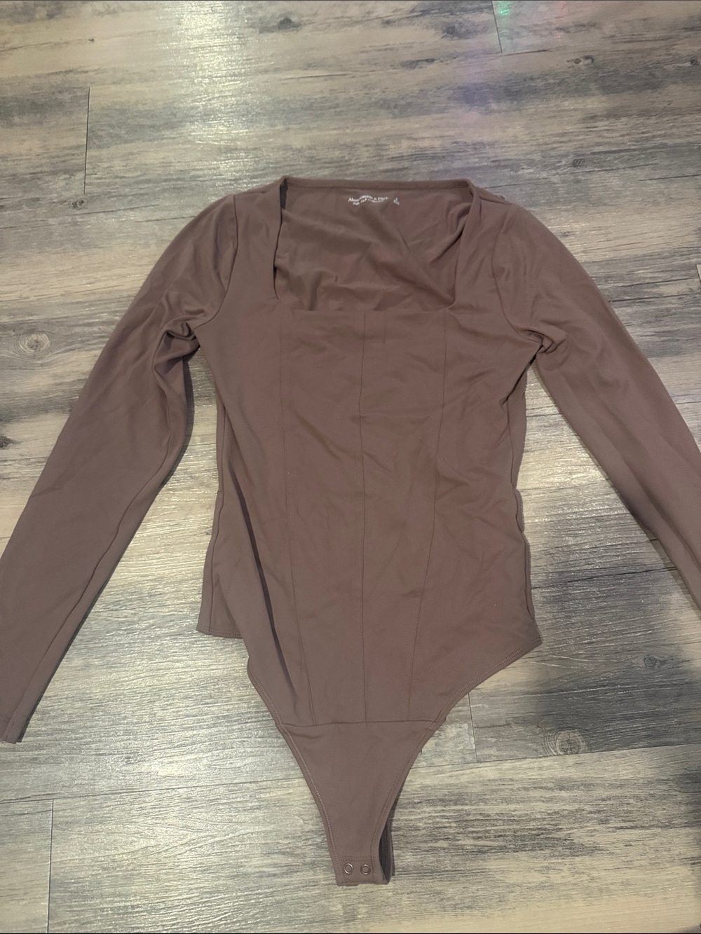 Abercrombie & Fitch Long Sleeve Square Neck Bodysuit - Brown